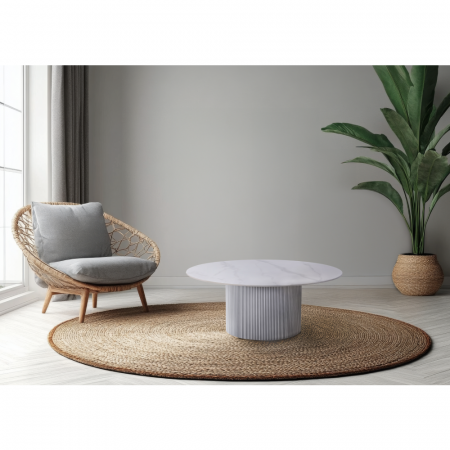 Măsuţă de cafea, marmură albă/MDF, diametru 80 cm, MAHIR TYP 1 [3]