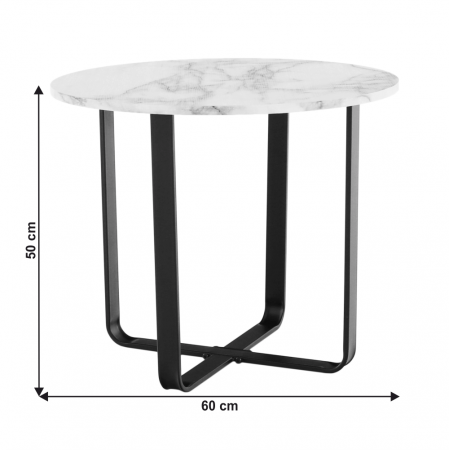 Măsuţă de cafea, marmură alba / metal negru, SALINO [10]