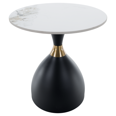 Masute de cafea - Măsuţă de cafea, marmură albă/negru/aur, ODIS NEW