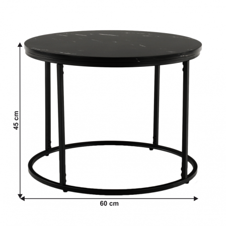 Măsuţă de cafea, marmură neagră / metal negru, GAGIN [11]