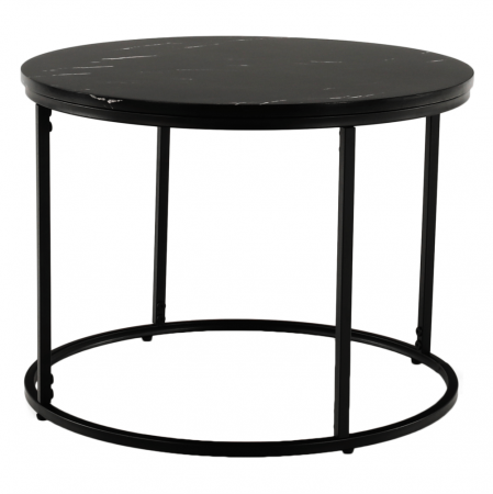 Măsuţă de cafea, marmură neagră / metal negru, GAGIN [3]