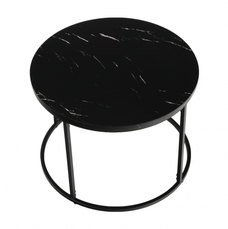 Măsuţă de cafea, marmură neagră / metal negru, GAGIN [2]