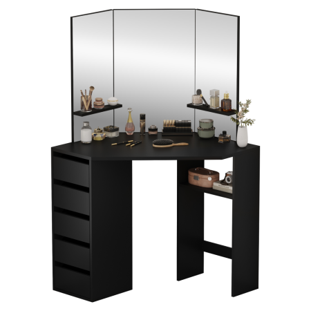 Toate Produsele - Măsuţă de toaletă de colţ, negru, ELIO