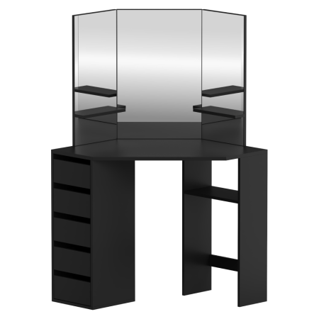 Măsuţă de toaletă de colţ, negru, ELIO [2]