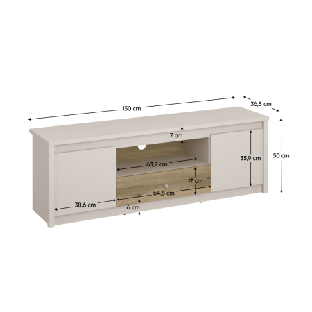 Măsuţă TV, caşmir/stejar evoke, KAROS 2D1S [2]
