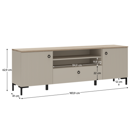 Măsuţă TV, gri Taupe/stejar silverjack, DOMCA 2D1S [3]
