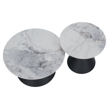Măsuţe de cafea, set de 2 bucăţi, marmură/negru/auriu, metal, MABUZ NEW [24]