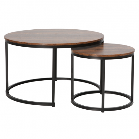 Masute de cafea - Măsuţe de cafea, set de 2, nuc/negru, CIRKO