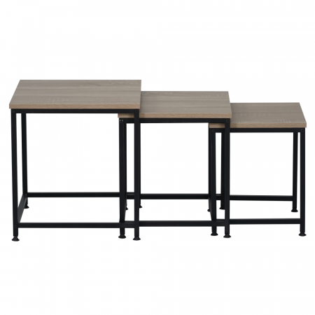 Măsuţe de cafea, set de 3 buc., stejar sonoma/negru, KASTLER 2 NEW TYP 3 [1]