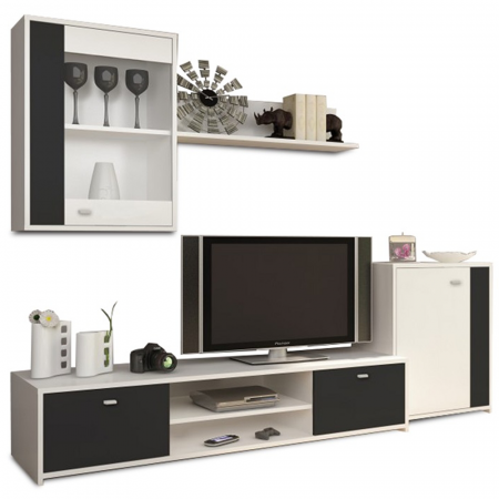 Mobilă de living, albă/neagră, GENTA [2]