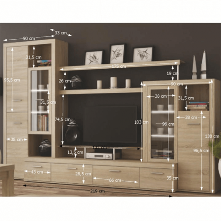 Mobilă de living, stejar sonoma,  ATLANTIS NEW [1]