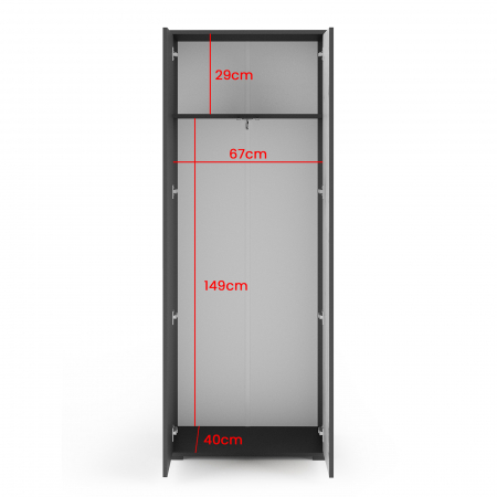 Mobila hol/ Cuier modern, cu model gen riflaj si panouri tapitate, usi cu push open, negru/stejar artisan/stofa crem bej, 140 x 225x 40 cm ,cu dulap haine , spatios [6]