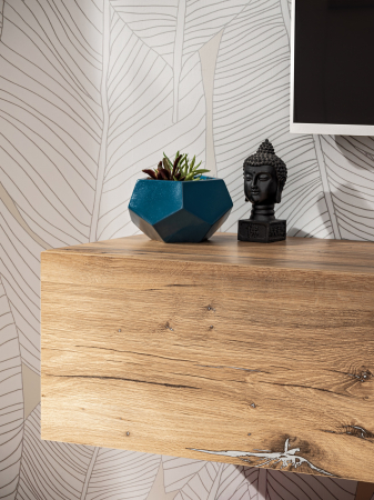 Mobila living moderna, albastru inchis/stejar natur, 210 cm lungime, usi deschidere push open/prin apasare, Bortis [19]