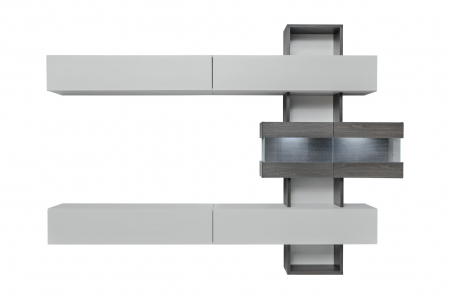 Mobila Living-sufragerie /camera de zi , stejar grafit/gri perlat  , 230 cm lungime, usi deschidere push open [4]