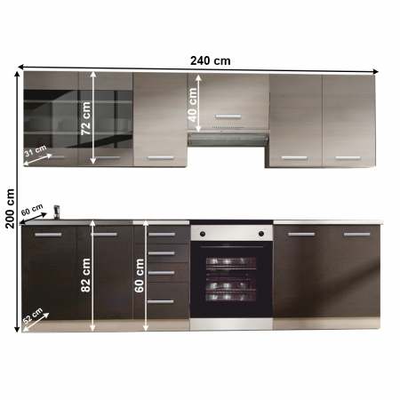 Mobilier bucătărie, stejar gri deschis/stejar închis, KLANTON [1]