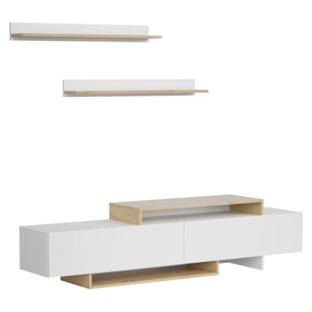 Mobilier de living-camera de zi, alb/stejar artisan,180 cm lungime x 35 cm adancime [2]