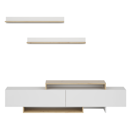 Mobilier de living-camera de zi, alb/stejar artisan,180 cm lungime x 35 cm adancime [1]