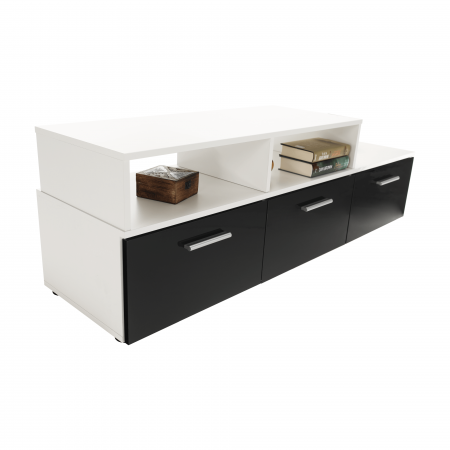 Mobilier living, alb/extra strălucire neagră HG, LEO [16]