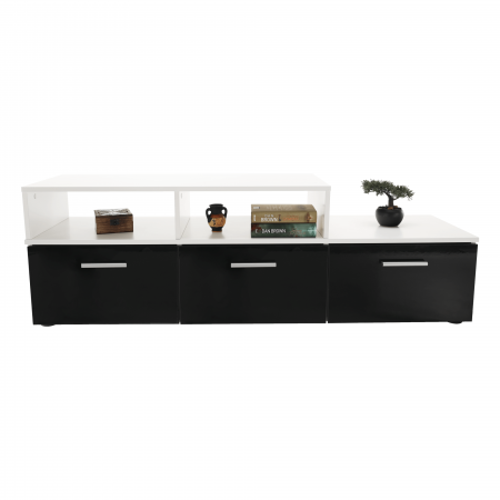 Mobilier living, alb/extra strălucire neagră HG, LEO [3]