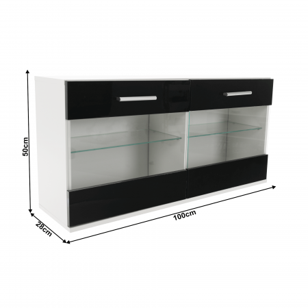 Mobilier living, alb/extra strălucire neagră HG, LEO [11]