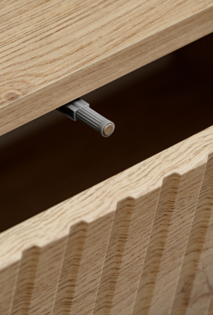 Mobilier Living camera de zi, 160cm x 148cm x 35 cm, stejar cremona/pal marmura neagra, suspendat, prindere perete, comoda tv cu chenar perete cu caneluri, deschidere usi push open [2]