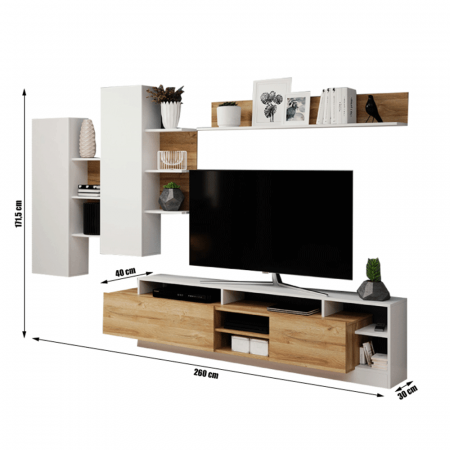 Mobilier living, stejar grandson/alb, ALICANTE [2]