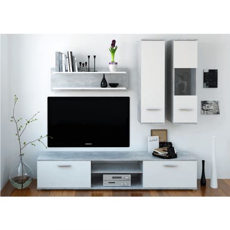 Set mobilier Living - Mobilier pentru living, ciment/alb, WAW NEW