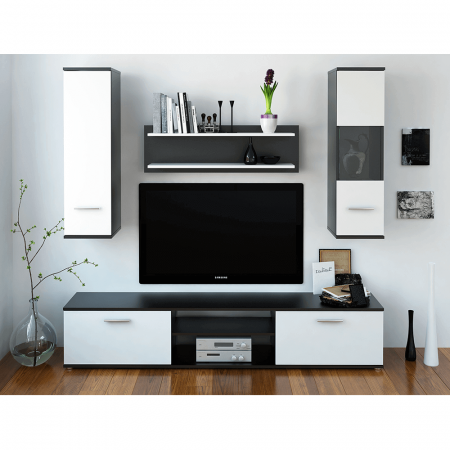 Set mobilier Living - Mobilier pentru living, negru/alb, WAW NEW
