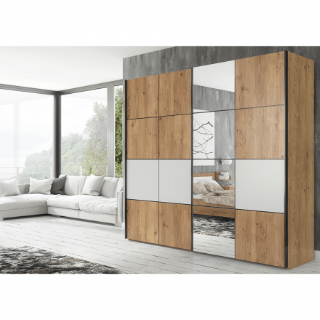 Dulap cu usi culisante , stejar grandson/alb mat ,239x65x218 cm [2]