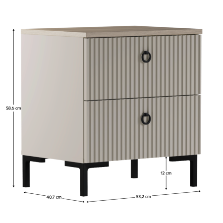 Noptieră, gri-maroniu Taupe/stejar silverjack, DOMCA 2S [3]