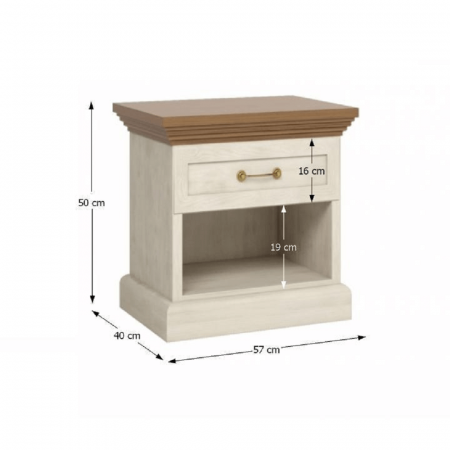 Noptieră, pin nordic/stejar sălbatic, ROYAL SN [2]