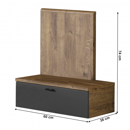 Noptieră, stejar ribeck/grafit închis, ARMENY 8XX3AT1P [2]
