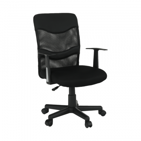 Scaun de birou, plasă/piele ecologică neagră/plastic,Bortis Impex [0]