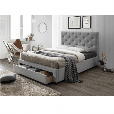 Oferta! Pat tapitat cu saltea pocket inclusa 18 cm grosime, 160x200 , stofa gri, cu sertar, suport saltea si saltea 18  cm grosime ,arcuri individuale cu husa detasabila [5]