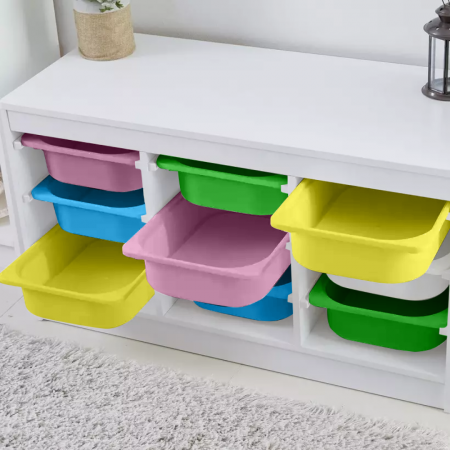 Organizator cu cutii de depozitare, alb/mix de culori, TRIMAL [2]