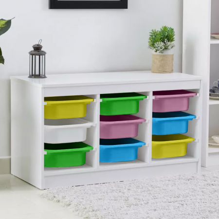 Organizator cu cutii de depozitare, alb/mix de culori, TRIMAL [3]