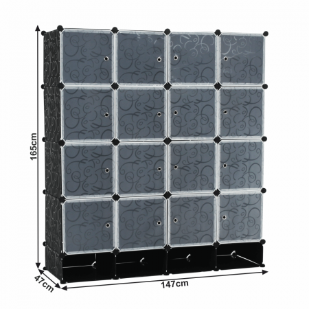 Organizator de dulap modular, negru / alb lapte, RODAN TYPE 2 [11]