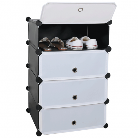 Pantofare Hol - Organizator de pantofi modular, negru / alb, PORET
