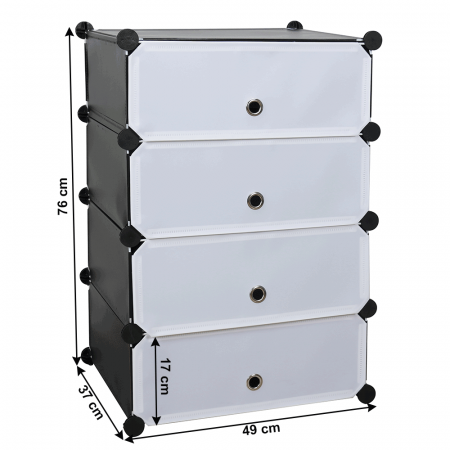 Organizator de pantofi modular, negru / alb, PORET [4]