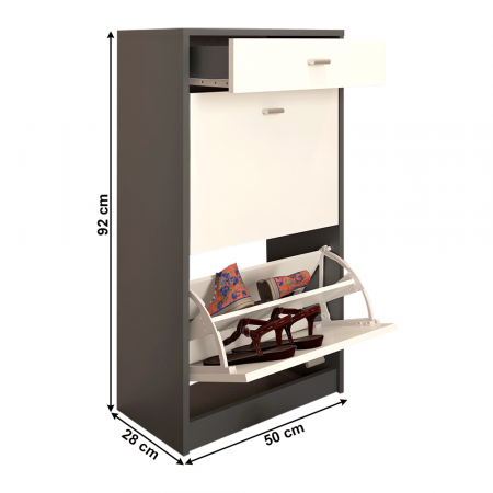 Pantofar 2 compartimente cu sertar, alb/grafit, VIVAT NEW TYP 1 [2]