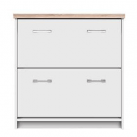 Mobilier Hol/Cuiere - Pantofar 2K, PAL melaminat, alb/stejar sonoma, TOPTY