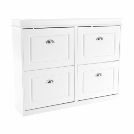 Mobilier Hol/Cuiere - Pantofar, 4 compartimente, alb, SEBER TYP 5
