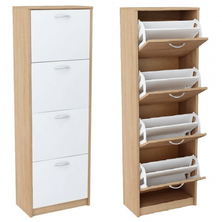Mobilier Hol/Cuiere - Pantofar 4 compartimente, stejar sonoma/alb, VIVAT NEW TYP 3