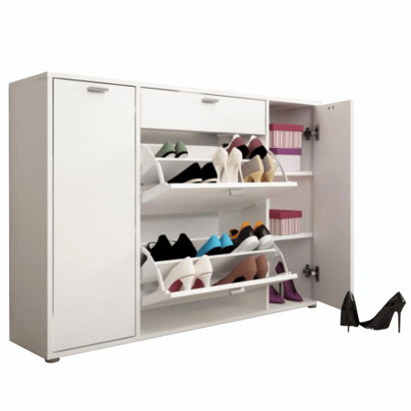 Pantofare Hol - Pantofar hol, alb, 120x85x28 cm ,modern cu suport inclinabil si rafturi, Bortis