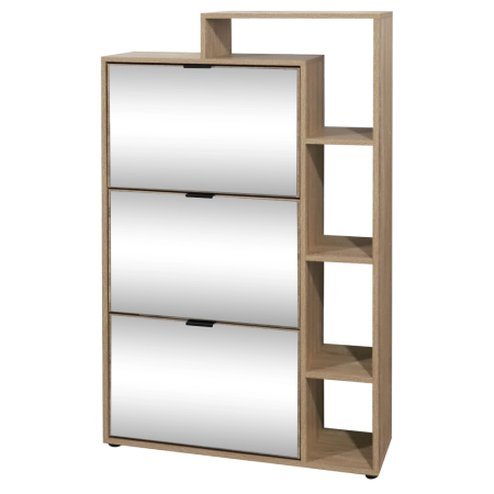 Mobilier Hol/Cuiere - Pantofar basculabil cu trei rânduri cu oglindă, stejar sonoma, KENTIN TYP 2