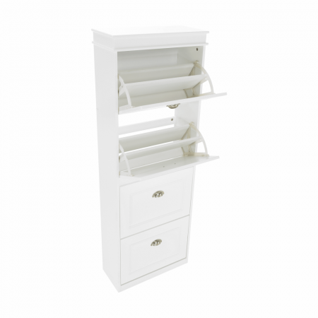 Pantofar din mdf , alb , 4 usi , suporturi duble [12]