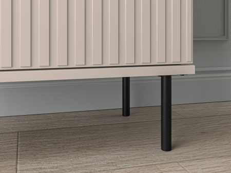 Pantofar/dulap pantofi hol, 2 usi si raft ,bej crem casmir, pal+mdf casmir , 68x 55x34 cm, usa mdf cu model riflaj, picioare negre, butoni auriu, Bortis [3]