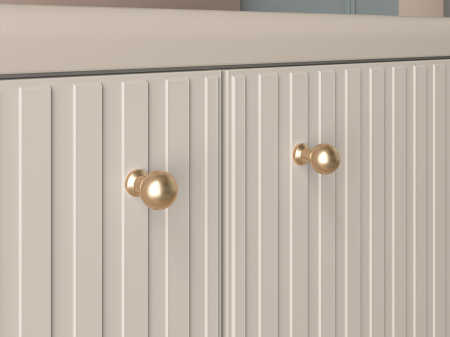 Pantofar/dulap pantofi hol, 2 usi si raft ,bej crem casmir, pal+mdf casmir , 68x 55x34 cm, usa mdf cu model riflaj, picioare negre, butoni auriu, Bortis [2]