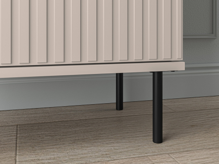 Pantofar/dulap pantofi hol, cu 2 usi  si sertar,bej crem casmir, pal+mdf casmir , 98x68x34 cm, usa mdf cu model riflaj, picioare negre, butoni auriu, Bortis [6]