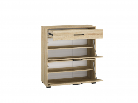 Pantofar hol /dulap pantofi/incaltaminte, 80 cm lungime x 34 cm adancime x90 cm inaltime, stejar sonoma , cu sertar si 2 usi , 4 rafturi incaltaminte, spatios, usi rabatabile, canturi abs ,Bortis [2]